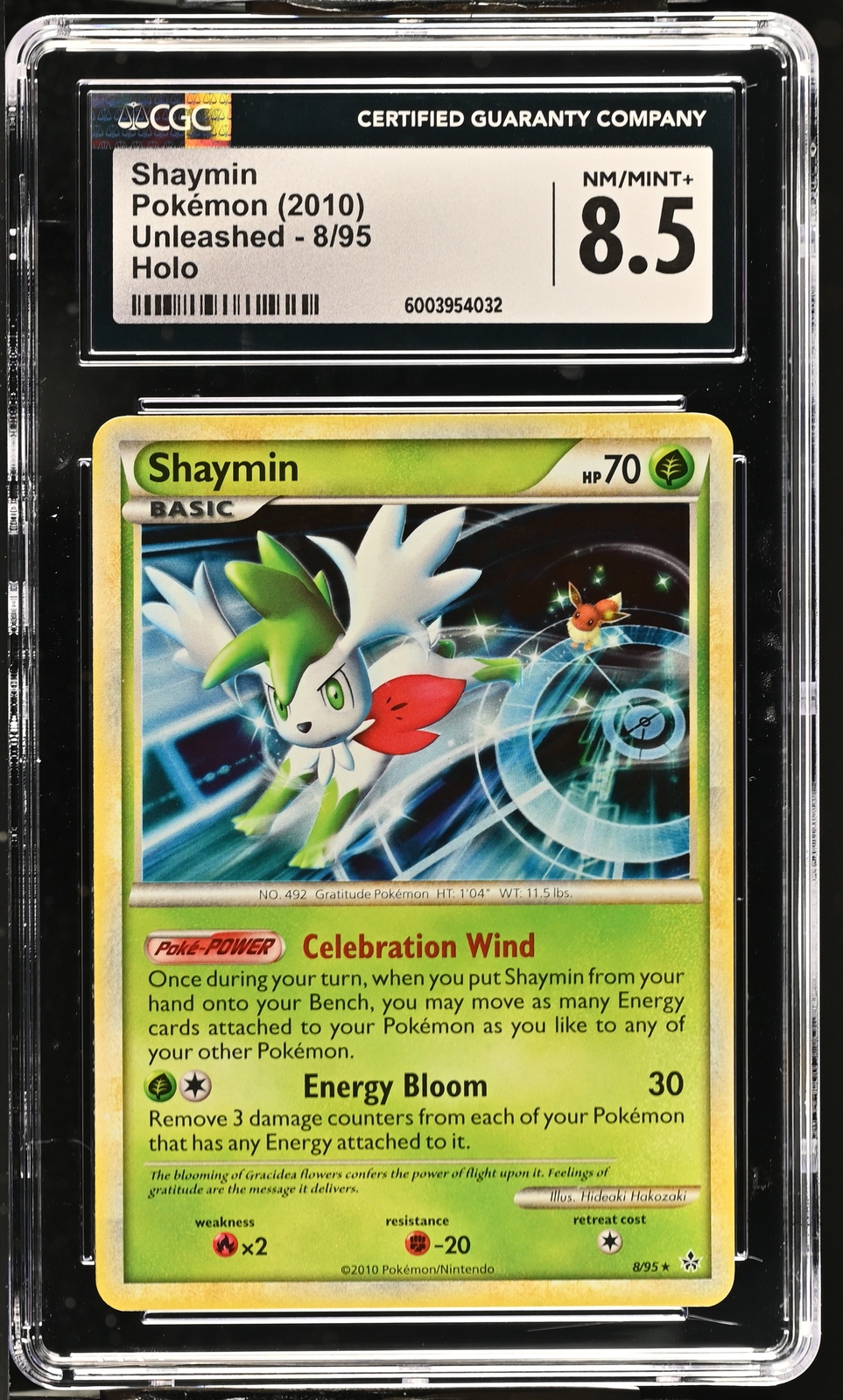 CGC 8.5 Shaymin 2010 Unleashed 8/95 Holo Pokemon Card