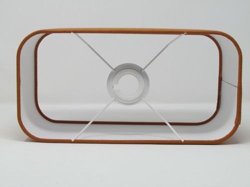 Lampshade Burnt Orange Texture 100% Linen Rounded Rectangle Light Shade - Picture 8 of 12