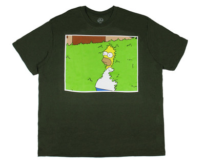 The Simpsons Men's Homer Backing Into The Bushes Adult Short Sleeve T-Shirt