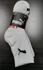 PUMA 6 PAIR HIGH QUARTER MEN'S SOCKS FOR SHOE SIZE 8-12 COLOR WHITE.