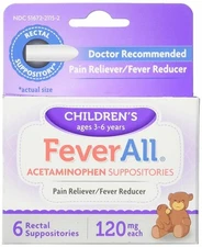 FeverAll Children's Acetaminophen Suppositories Pain & Fever Relief 120 mg 6 Ct