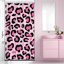 Black and Pink Leopard Print Shower Curtain Stall Small Rv Narrow Cute Girly ...