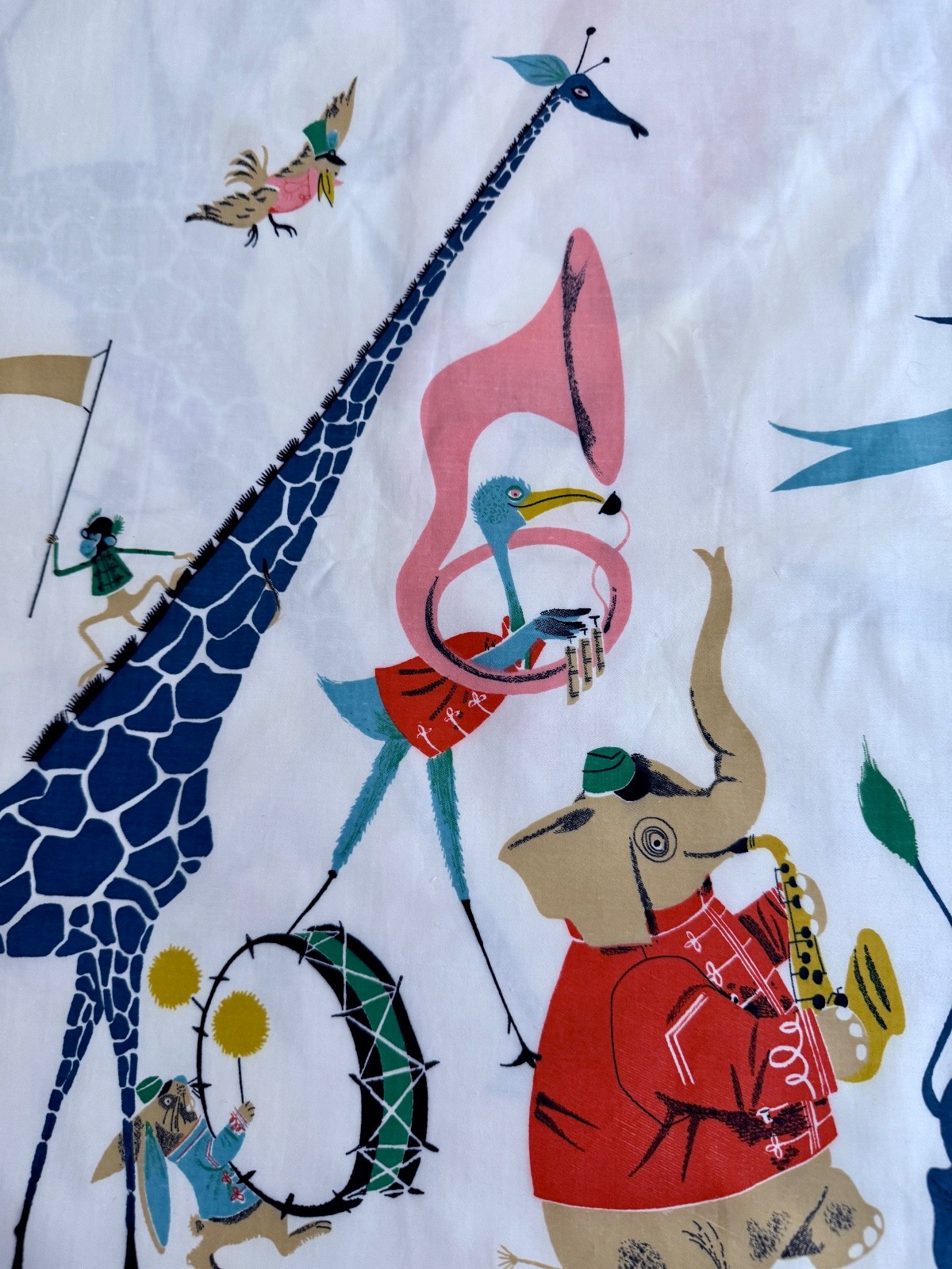 1950’s Musicians of the JUNGLE Novelty Mid Century Barkcloth  Era Vintage Fabric