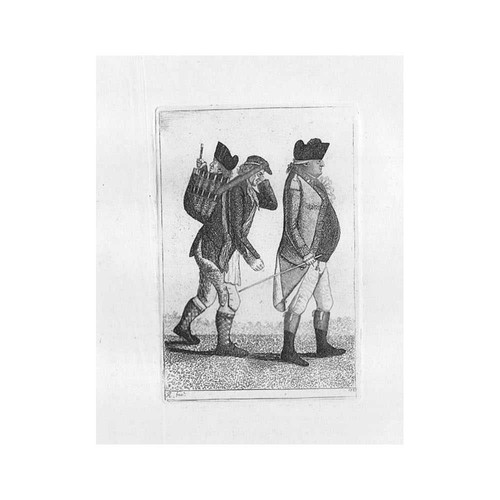 CAPTAIN MINGAY & Porter Carrying Midget George Cranstoun- Print 1785 by John Kay