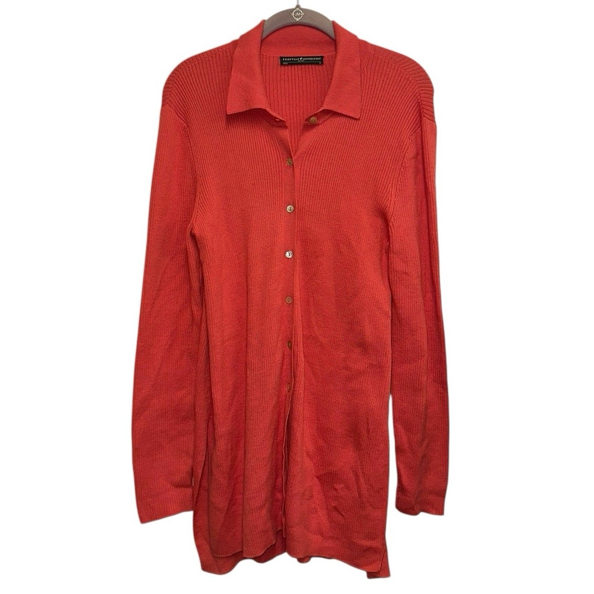 Peruvian Connection Ribbed Button Front Tunic Car… - image 1