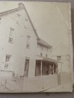 Cabinet Card Photo Victorian Era Woman on Porch Large Farmhouse Barn 1800s — photo 5