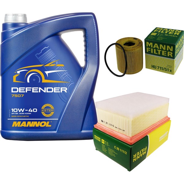 Mann Inspektionspaket 5L Mannol Defender 10W-40 FüR Peugeot 307 1.6 16V 1.4-image