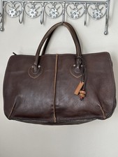Hidesign Grained Leather Brown Handbag Shoulder Grab Handles Med
