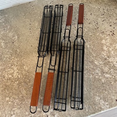 4 Grilling Baskets Shish Kabob Or Brat Heavy Duty Fruit Veggies Meat BBQ 20 x2 
