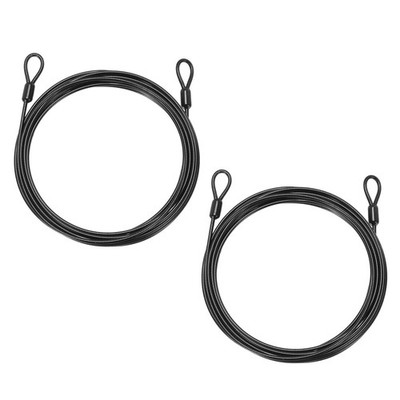 2pcs 1/8'' Dia 18ft Security Cable Lock Vinyl Coated Steel with Loops Black