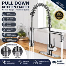 Kitchen Faucet Stainless Steel Sink Tap Single Handle Pull Out  Down Sprayer