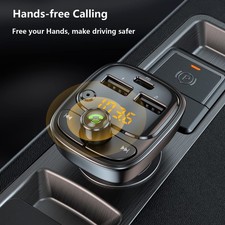 Bluetooth FM Transmitter 5.3 Car Adapter, 42W Fast Charger, Hands-Free Calls