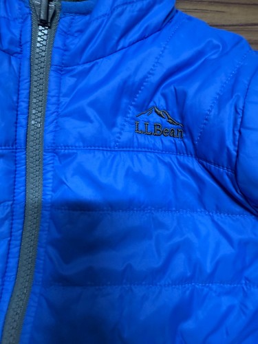 LL Bean Toddler 3T Mountain Bound Reversible Puffer Fleece Jacket Blue/Gray Zip - Picture 5 of 6