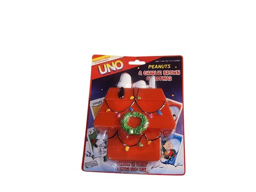 PEANUTS CHARLIE BROWN CHRISTMAS UNO • NEW! SEALED • Snoopy's Doghouse Box