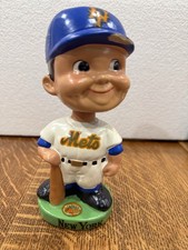 Vintage Green Base New York Mets Bobble Head Dated 1962 Slight Damage To His Cap