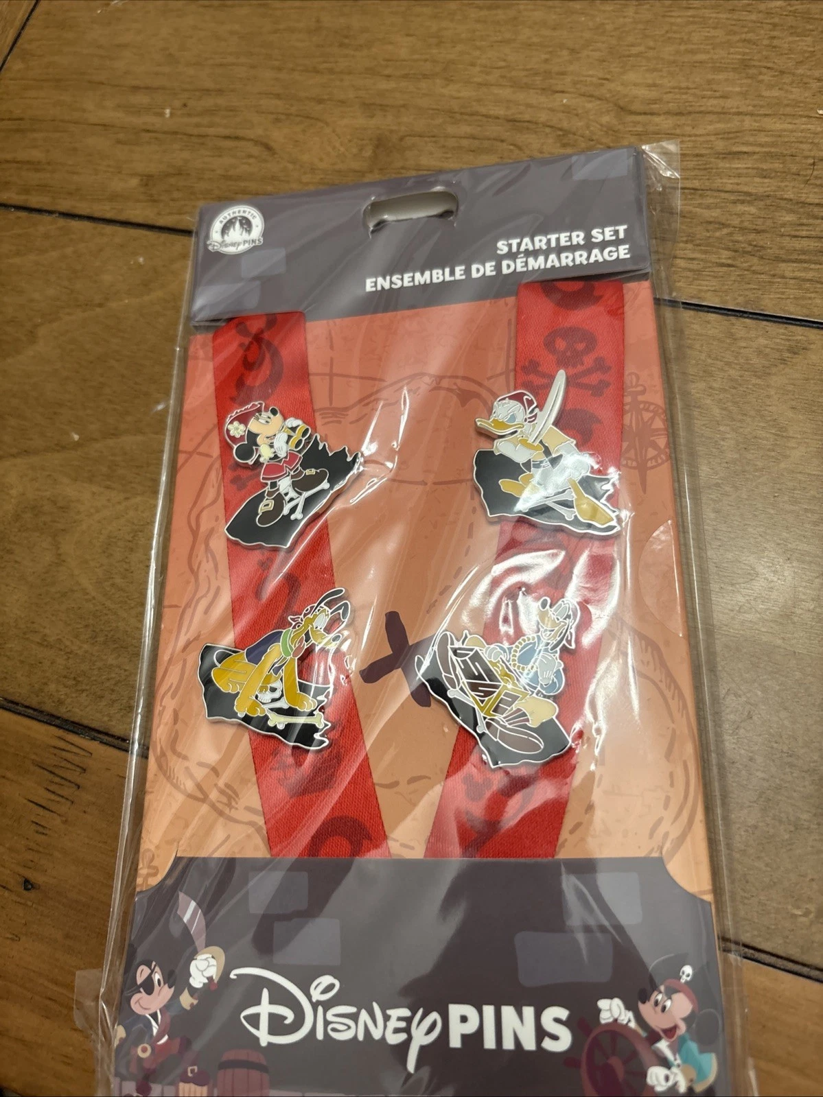 Disney Pirates Booster Lanyard Pin Setmickey Pluto Donald Goofy