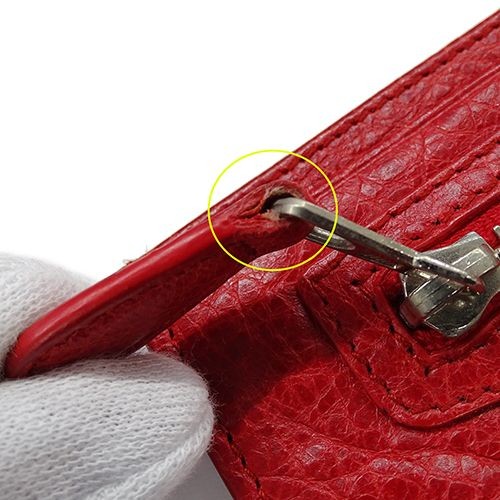 Balenciaga Card Case Leather Giant Red Silver Metal Women Men Pass Holder thumbnail 7