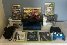 Xbox 360 E 250gb Blue Limited Edition Console Bundle 2x Controllers & 25x Games