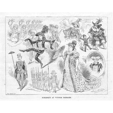 TEATRO Burlesque alla Caserma Windsor - Stampa antica 1883
