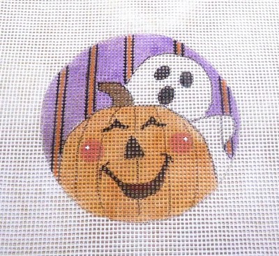 Handpainted Mono Zweigart 13 Mesh Needlepoint Canvas  *Halloween Jolly Pumpkin 