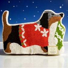 Warm Wishes XL Christmas Dachshund Luxury Bathmat 100 Cotton 34  x 21  NIP