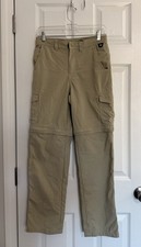 L.L.Bean Boys Beige Nylon Convertible Cargo Pants Size 16