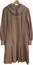 VTG 60s Mod Prairie Day Dress Peter Pan Collar Drop Waist Pleated Handmade