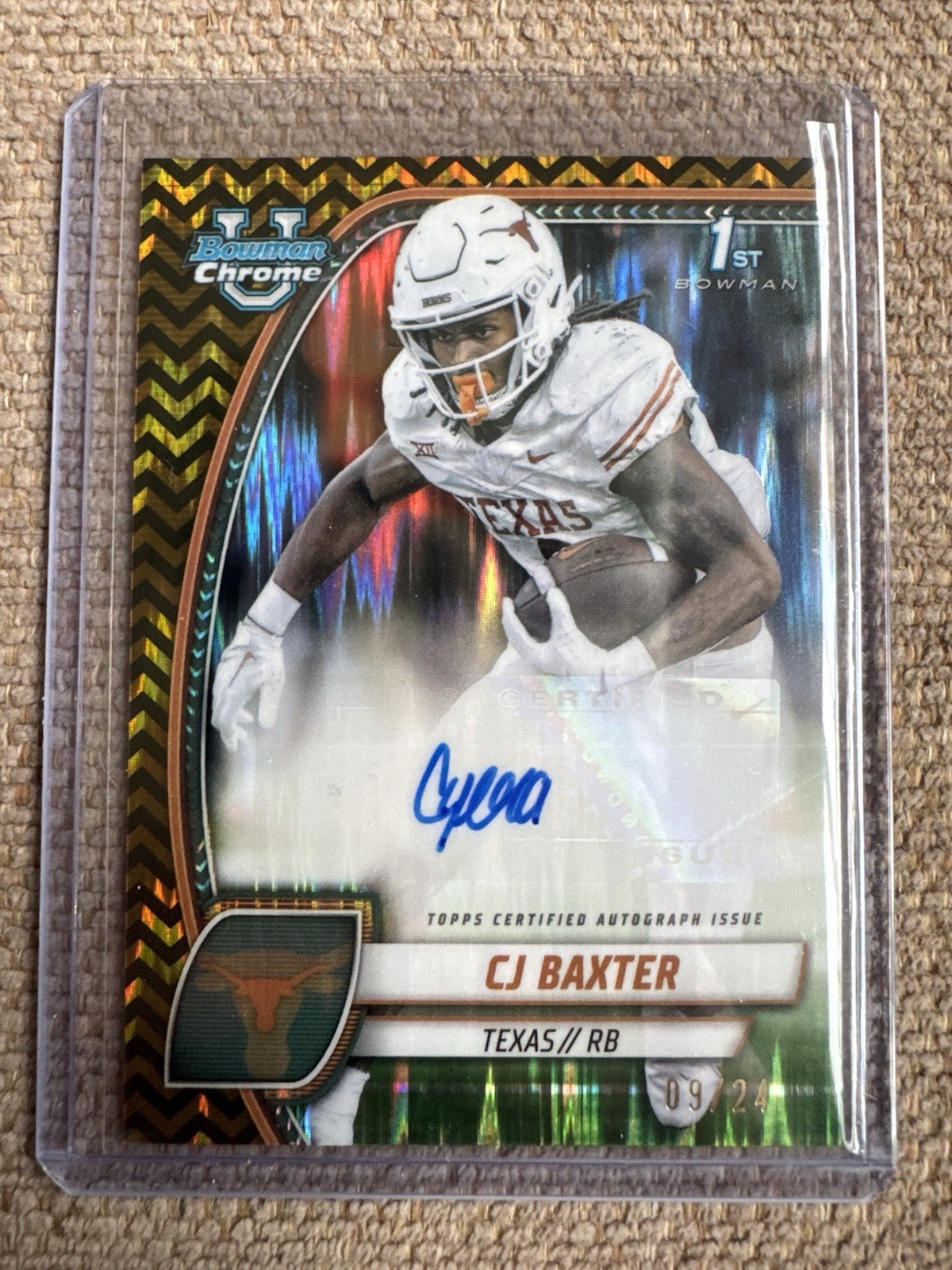 2024 Bowman U. Chrome, Auto, CJ Baxter, Black Gold Stealth, 09/24, 1st Bowman