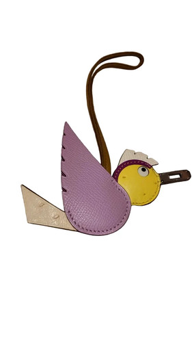 Hermès Birdy Bag Charm Ostrich Epsom Swift Mauve Sylvestre Jaune Citron NWT
