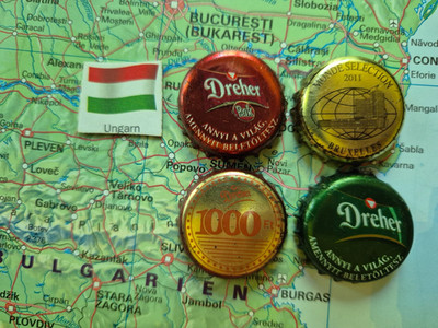 Dreher Kronkorken - 4 Bottle Caps from Hungary - Beer