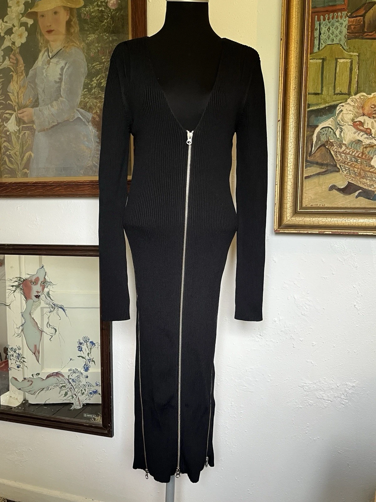 Abito MCQ Alexander McQueen con zip davanti e lati Medium UK 12 14 nuovo con etichette