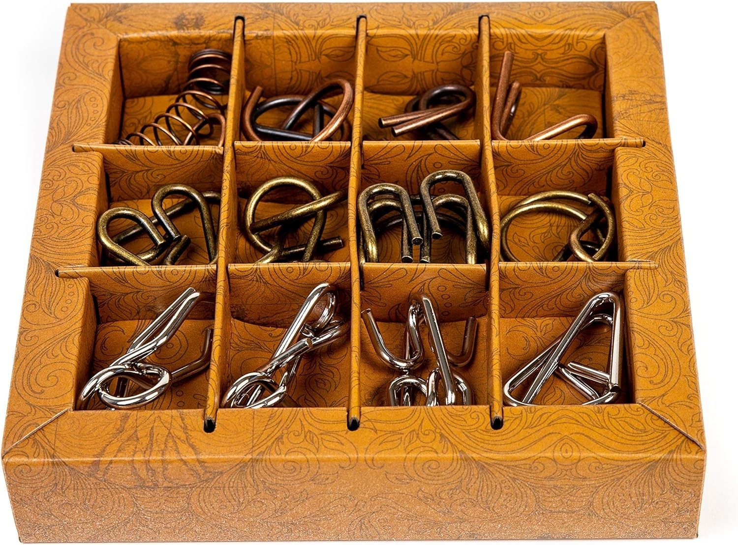 Ancient Metals 12-Piece Metal Puzzle Set – Brain Teaser Disentanglement Puzzles