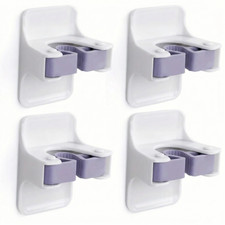 4-Pack Wall Mount Broom Mop Holder Self Adhesive Gripper Rack for Home
