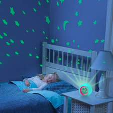 Kids Alarm Clock,Moon Stars Projector Alarm Clock,7 Color Changing Night Light,S