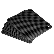 Silicone Trivet Mats 4pcs Hot Pads Pot Holder for Countertop Black