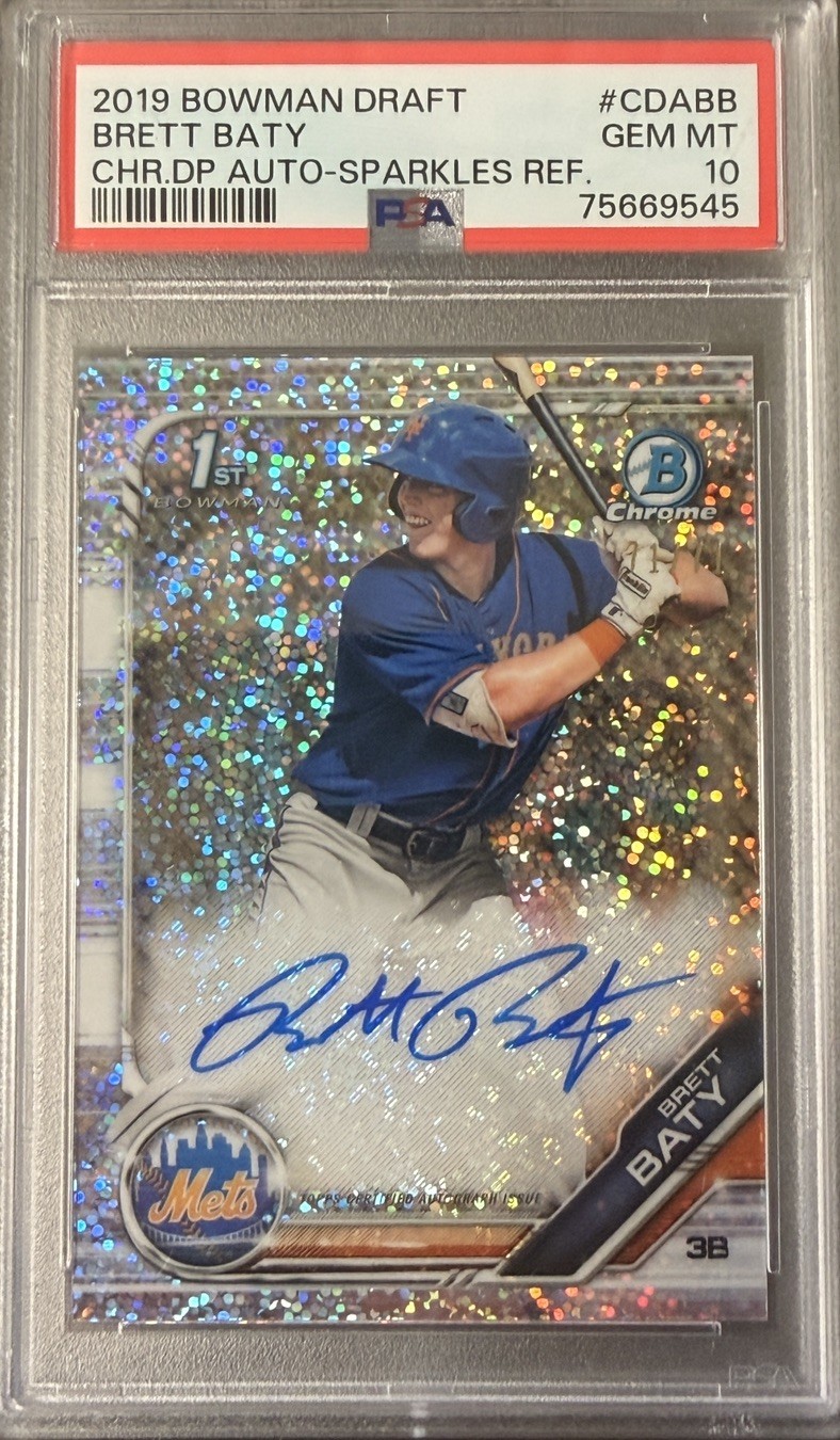 2019 Bowman Chrome Draft Brett Baty Sparkle Refractor Auto 71/71 PSA 10 GEM MINT