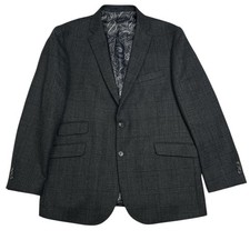 Jos A Bank 1905 Tailored Fit Plaid Washington Blazer Grey Plaid  44R Wool Jab
