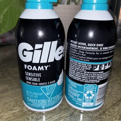 Lot of 2 Gillette Foamy Shave Foam Sensitive Skin 11 oz