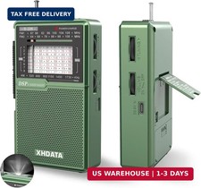 D226 Radios Portable AM FM Shortwave, USB C  Battery Powered, Green