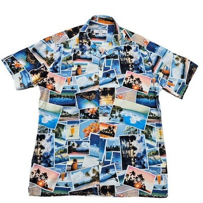 Smog Men's Multicolor Short Sleeve Camp Collar Shirt Size M