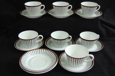 17pc Set Spisa Ribb Demitasse/Expresso Cups & Saucers MCM Gustavsberg Sweden Sig