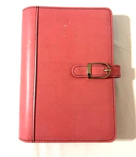 Pink Ribbon Faux Leather Day Timer Planner BINDER Organizer Classic 6 Ring