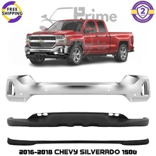 Front Bumper Chrome & Lower Valance Kit For 2016-2018 Chevy Silverado 1500