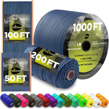 Paracord Rope 550 lb 4mm Nylon Core Type III 50ft to 1000ft Blue Outdoor Camping