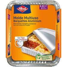 Aluminiumformen 32 x 26 x 5 Zentimeter mit Deckel | Einweg | Braten, Einfrier...
