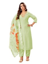 Women's Casual Cotton Blend Floral Printed Suit Salwar with Dupatta