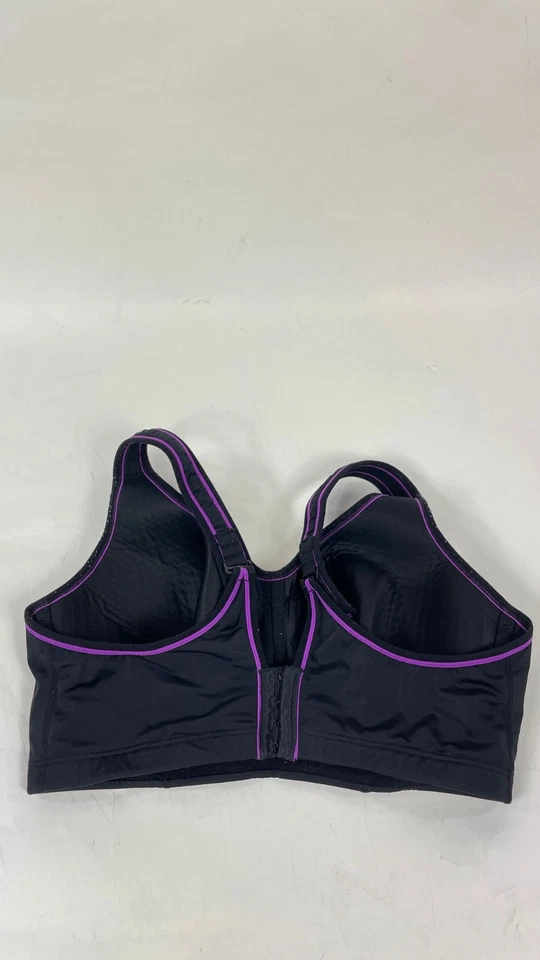 Sport by Cacique Womens Sports Bra Fitness Sports Solid Black Purple Size 42DD - Image 4 of 4