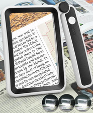 Magnifying Glass for Reading, Rechargeable 5X Large Page Magnifier with Light, F