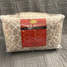 New Berkshire Blanket Home Twin XL Polar Fleece Sheet Set Cheetah Taupe