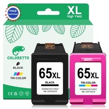 COLORETTO 65XL Black and Color Ink Cartridge for HP Printers Envy 5055 5052 5058